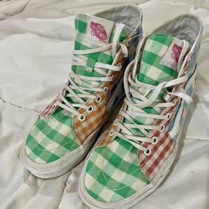 Vans Sk8 High Multicolor Gingham Cherry Tapered Checkerboard Womens Size: 8.5